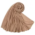 Sciarpa hijab in jersey di cotone mercerizzato, morbido tessuto traspirante color cuoio - 180-80cm / Cammello