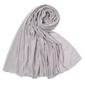 Sciarpa hijab in jersey di cotone mercerizzato viola chiaro tinta unita, morbida e traspirante - 180-80cm / Grigio chiaro