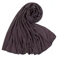 Sciarpa hijab in jersey di cotone mercerizzato viola scuro a tinta unita, morbida e traspirante - 180-80cm / Grigio scuro