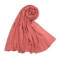 Morbido scialle hijab lungo in jersey di cotone mercerizzato rosa corallo da donna - 180-80cm / Rosa scuro
