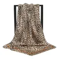 Eleganter 90cm Seidenschal mit Leopardenmuster und braunem Rand für modebewusste Damen - 90x90cm / Leopard (FJ138-01)