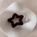 Detalle de una pinza para el pelo con forma de estrella ámbar en plato blanco - Estrella Plateada / Café Oscuro