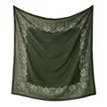Large olive green chiffon square scarf with elegant paisley print border for women - 110*110CM / 3# Army Green