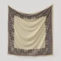 Elegant crystal chiffon square shawl featuring a detailed paisley border design - 110*110CM / 4# Beige