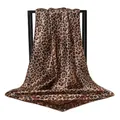 Hochwertiges 90cm Seidentuch mit Leopardenmuster und stilvollem dunkelbraunem Rand - 90x90cm / Coffee (FJ138-03)