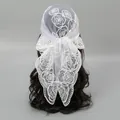 Elegante foulard quadrato in pizzo bianco ricamato con raffinati motivi a rose per donna - 80*80cm / 17# Bianco Puro