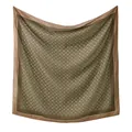 Elegant brown and olive geometric print polyester square headscarf with stitched edges - 8# (Earth Tone Floral)
