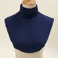Navy blue knit mock neck false collar for women warm autumn winter dickey neck gaiter - Navy Blue