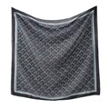 High-quality printed polyester square scarf with elegant geometric pattern and border - 9# (Gray Black Cross Star)