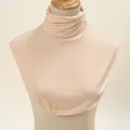 Elegant women's peach mock neck knitted detachable collar dickey for winter layering - Beige