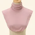 Elegant women's pink mock neck dickey collar in stretch knit fabric for winter layering - Dusty Pink