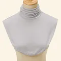 Grey knitted turtleneck fake collar for women, elastic neck warmer winter accessory - Light Gray