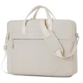 Minimalist beige business laptop briefcase with adjustable shoulder strap for men - 16" / Off White