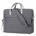 Minimalist grey business laptop briefcase for men with adjustable shoulder strap and dual handles - 16" / Dark Gray