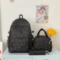 Juego de 3 bolsos negros con estampado de lazos rosas, mochila y bolsa de almuerzo - Negro Rosa Degradado
