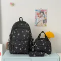 Elegante juego de mochila de 3 piezas en negro con lindos lazos blancos y puntos para niñas - Negro y Blanco