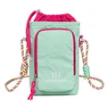 Mint green crossbody phone and water bottle bag with pink accents and rope strap - Mint Green