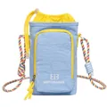 Ins style light blue crossbody water bottle bag with yellow drawstring and rope strap - Sea Salt Blue