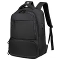 Großer minimalistischer schwarzer Business-Laptop-Rucksack für Reisen und Pendeln - Schwarz