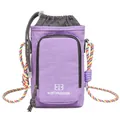 Stylish purple crossbody water bottle bag with colorful rope straps and drawstring top - Smoky Purple