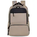 Großer khaki Business-Laptop-Rucksack mit USB-Ladeanschluss für Pendler und Reisen - Khaki