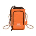 Stylish small orange nylon crossbody bag with colorful rope strap and front zipper pocket - Sunset Orange