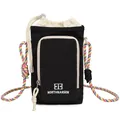 Outdoor portable black crossbody phone bag with multicolored woven rope strap - Cloud Charcoal Black