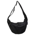 Borsa a tracolla nera in nylon a forma di mezzaluna con tracolla regolabile e zip - Taglia L / Nero