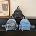 Vintage denim backpacks for women in three colors with large capacity schoolbag style - Three Colors Available