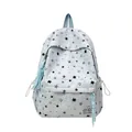 Stylish light blue school backpack featuring black star prints and decorative tassel detail - One Size / Light Blue