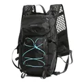 Lightweight outdoor hiking cycling backpack in black with blue bungee cord accents - Black