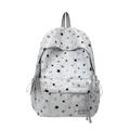 Grey star print school backpack with tassel details for teens - One Size / Light Gray