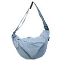 Borsa a tracolla in nylon azzurro con tracolla nera regolabile e dettagli in corda - Celeste