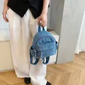 Fashionable blue denim backpack for women, lightweight casual style for daily use - Light Blue