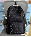 Zaino scolastico nero in stile giapponese con stelle bianche e motivo a pois per ragazze - Zaino / Taglia unica / Nero