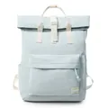 Premium lightweight light blue leisure travel backpack with roll-top design and cream straps - One Size / Casual Outdoor Style / Blue