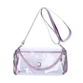 Transparent PVC crossbody bag with pink rhinestone trim and adjustable strap - L / Pink