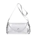 Clear PVC fashion crossbody bag for women featuring rhinestone trim and adjustable silver strap - L / Silver