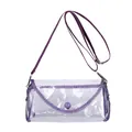 Transparent PVC crossbody bag with purple rhinestone trim and adjustable strap - L / Purple