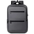 Mochila gris premium para portátil de negocios con puerto USB y acabado resistente al agua - Gris