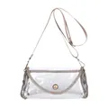 Transparent PVC crossbody bag with rhinestone trim and pink shoulder strap - L / Gold