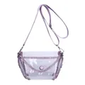 Stylish transparent PVC crossbody bag featuring purple rhinestone trim and strap - S / Pink