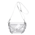 Transparent PVC crossbody bag with shiny rhinestone trim and silver strap - S / Silver