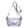 Stylish transparent PVC crossbody bag featuring purple rhinestone trim and shoulder strap - S / Purple