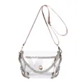 Fashionable transparent PVC crossbody bag with rhinestone trim and gold button - S / Gold