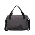 Large capacity grey grid pattern nylon tote bag with black handles and shoulder strap - One Size / Gray