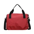 Red checkered nylon tote bag with adjustable black shoulder strap for daily commuting - One Size / Red