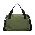 Fashionable green grid nylon tote bag with large capacity and adjustable crossbody strap - One Size / Green