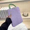 Custodia per laptop trapuntata lavanda con manico verde per tablet da 11 e notebook da 14 pollici - Viola (Piccolo)