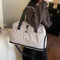 Large capacity travel bag in beige featuring dry-wet separation for gym and sports use. - 47x21x28cm / Gray
